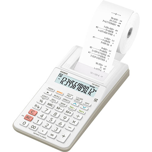 Casio HR8RCE Calculatrice Imprimante Semi Professionnelle Noir & AD-A60024SGP1OP1EH Adaptateur pour Calculatrice Noir 