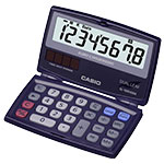 Clearly-laid out pocket calculators with dual leaf and large display | SL-100VERA